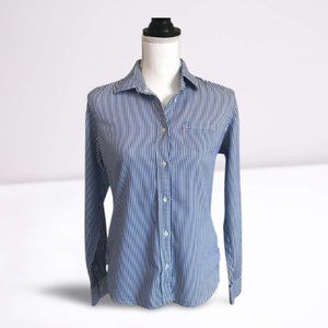 AEO FAVORITE BLUE STRIPE CAREER SHIRT SIZE 6